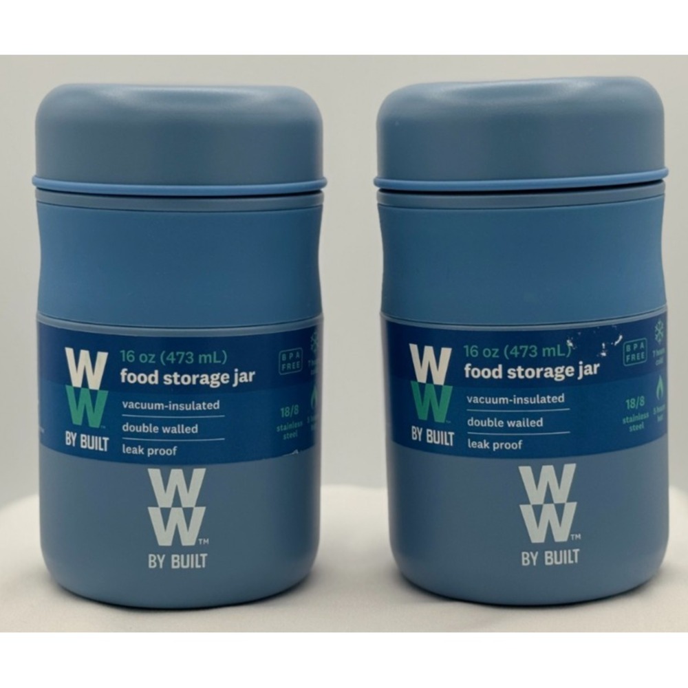 (2) Weight Watchers 16 OZ Food Storage Jars - New! 7 Hours Cold - 5 Hours Hot